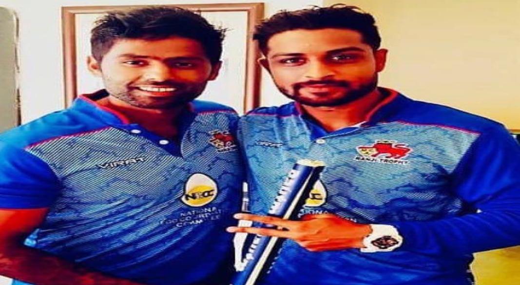 Shubham Ranjane with India skipper Suryakumar Yadav during his time with Mumbai.